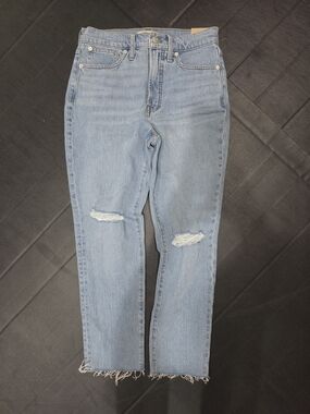 NWT Madewell The Perfect Vintage Jeans Distressed Raw Hem Light Wash 27